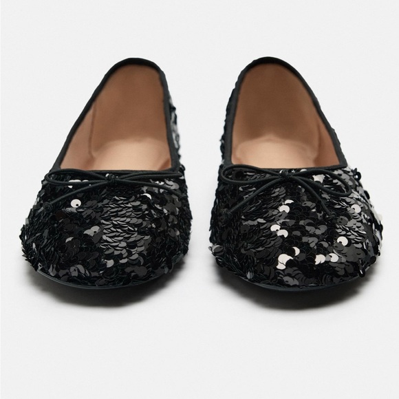 Zara black sequin ballet flats - Picture 2 of 2